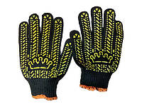 Рукавиці в'язані Чорні "Корона" з гумовою накаткою (пухоришки ПВХ) (пара) (950 г упак)