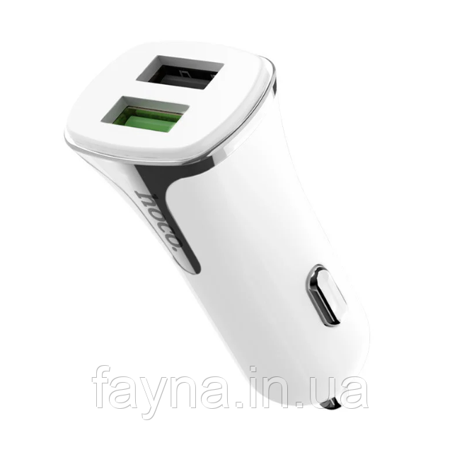 Автомобільний зарядний пристрій Hoco Z31 QC3.0 2 USB 3.4 A<unk> біле + срібло