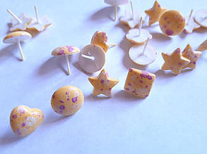 Сережки пластикові, пумери "Мікс" жовті 6 пар