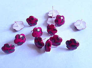 Сережки пластикові, пумери "Ціточки" малинова 6 пар