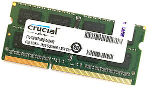 Оперативна пам'ять ноутбука Crucial SODIMM DDR3L 4G 1600MHz 12800S 2R8 CL11 (CT51264BF160B.C16FN2 Б/У
