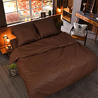 Двоспальний постільний комплект -Полоска коричнева