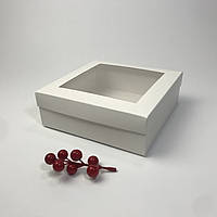 Коробка для подарка, 180*180*60 мм, с окном, белая