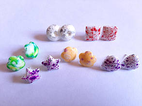 Сережки пластикові, пумери "Мікс" Колір мікс 6 пар