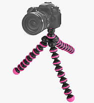 Штатив настільний гнучкий, трипод для GoPro, камери, фотоапарата Alitek Flexible S Pink/Black, фото 3