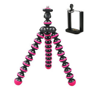 Штатив настільний гнучкий, трипод для GoPro, камери, фотоапарата Alitek Flexible S Pink/Black, фото 2
