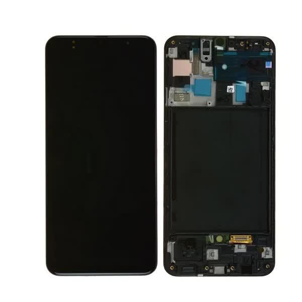Дисплей Samsung A505 Galaxy A50 2019 | A50s 2019 | A30 2019 з сенсором в рамці (Чорний) Сервісний оригінал