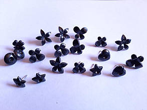 Сережки пластикові, пумери "Мікс" Колір чорна 6 пар