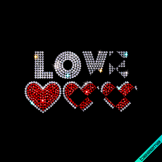 Аплікації на рюкзаки Love hearts (Скло, ss6-кристал, ss6-черв.)