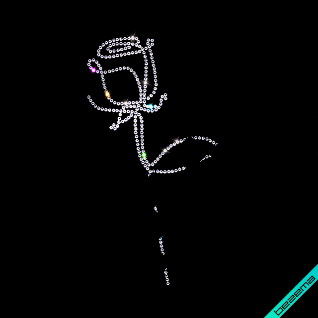 Наклейки зі страз на піджаки термо Троянда з страз (Скло, 2мм-кристал)