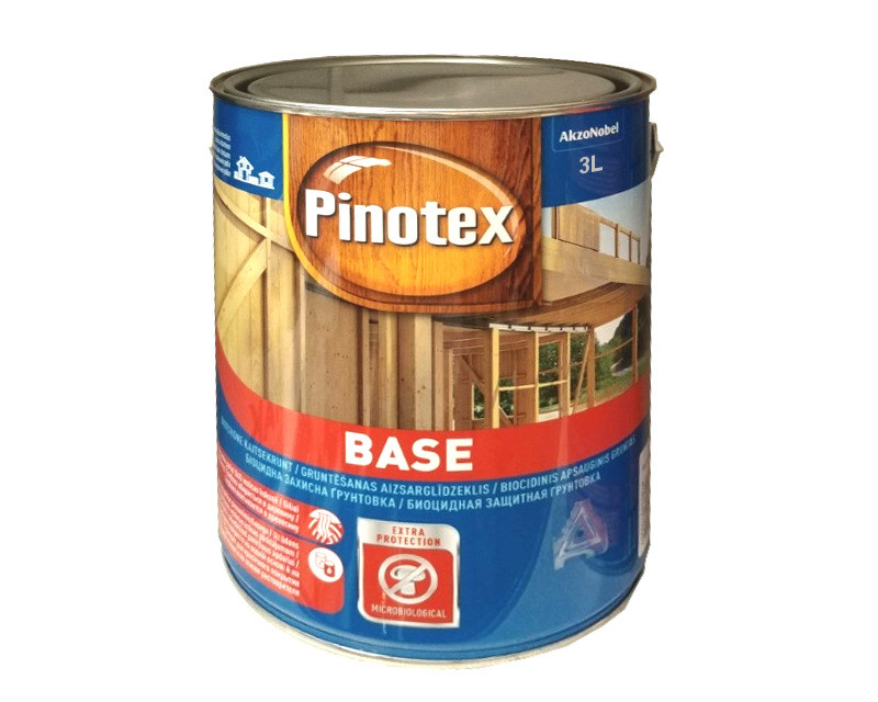Грунтовка антисептическая PINOTEX BASE для древесины глубокоматовая 3л - фото 2 - id-p1196842175