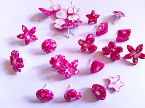 Сережки пластикові, пумери "Мікс" рожевий 6 пар