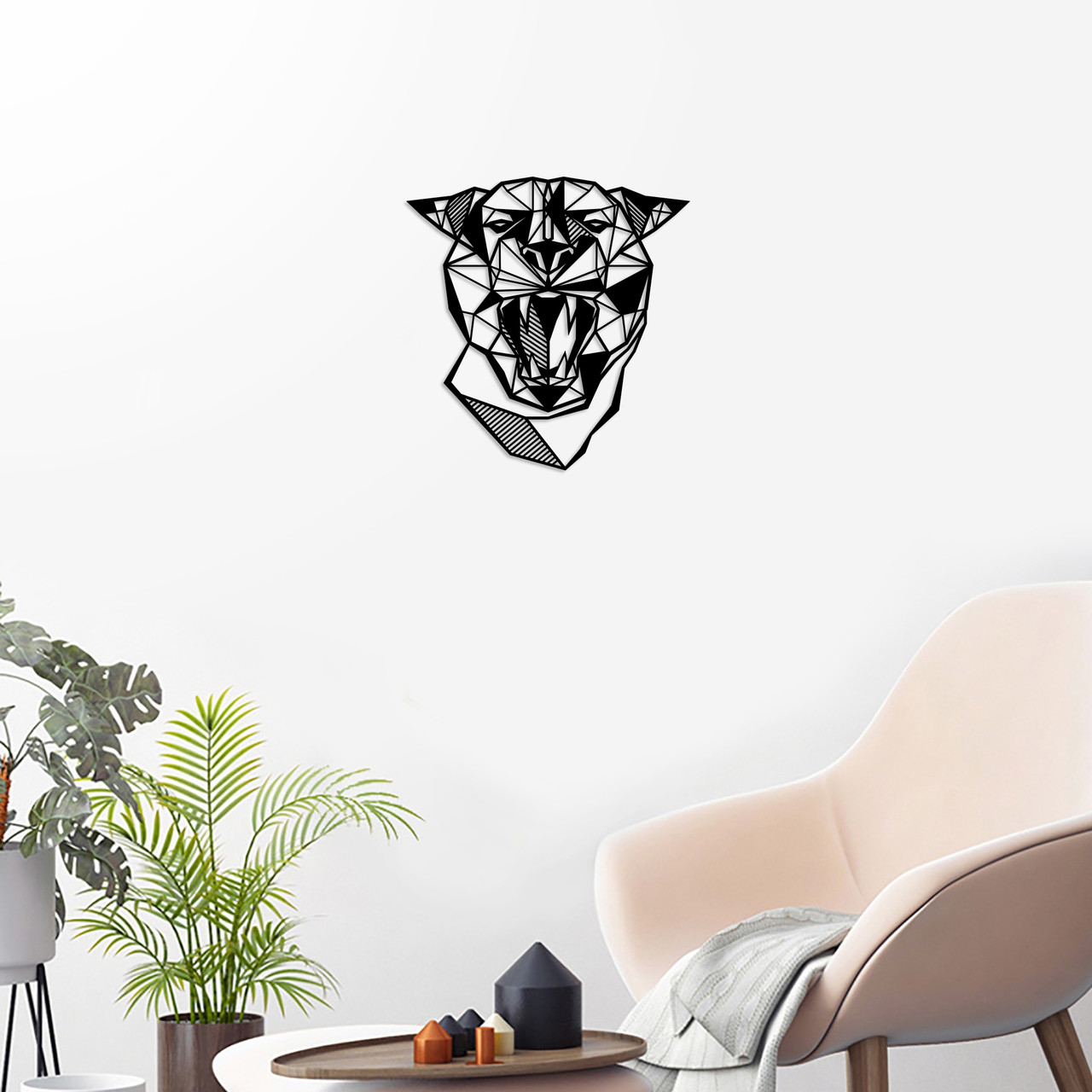 Декоративні голови тварин на стіну Голова пуми Пума на стіні Пума з фанери Чорна пуха Розмір 35х33 см, фото 1