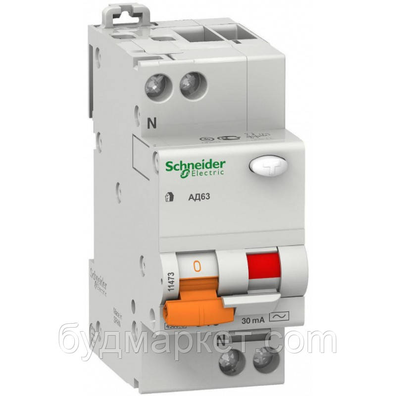 Вимикач автомат. диференц. навантаження АД63 2П 25A З 30МА Schneider 11474