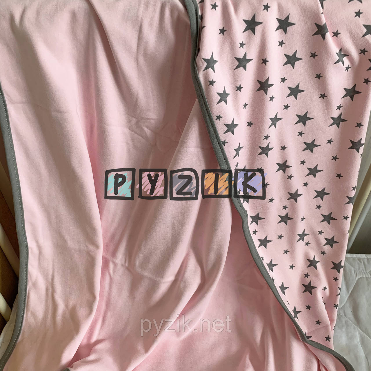 Конверт-плед двухсторонний для новорожденных легкий на выписку и в коляску "Звездочка" розовый - фото 4 - id-p705068679