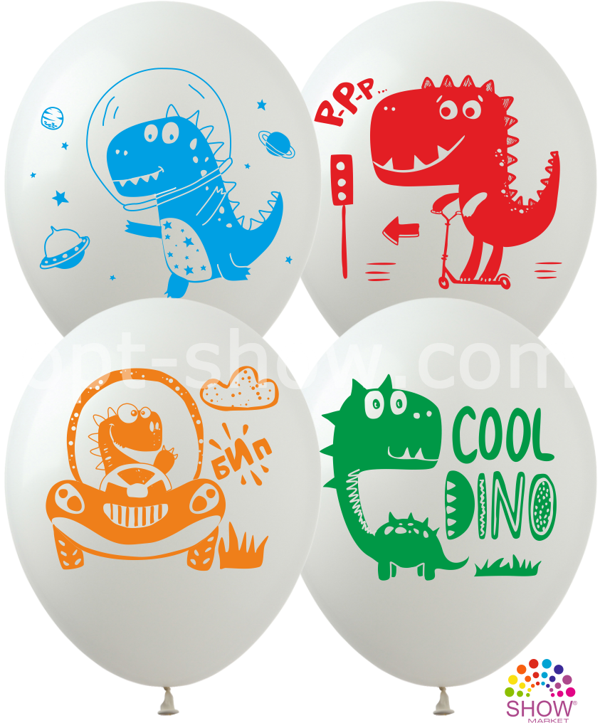 Повітряні кулі "Діно" 12" (30 см) пастель В упак: 100 шт ТМ Арт «SHOW»