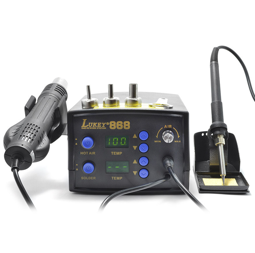 Паяльна станція Lukey 868 паяльник з нагрівачем Hakko (Японія) + фен