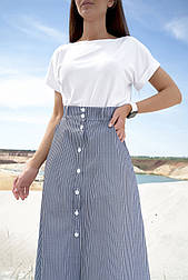 Спідниця синя в білу смужку батист