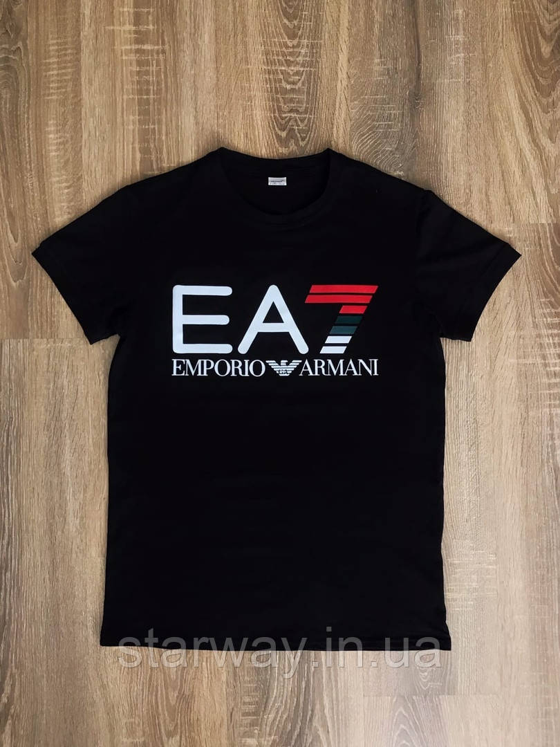 Чорна футболка emporio armani ea7 logo | топ