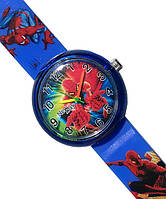 Часы детские наручные для мальчика Человек Паук, Спайдермен (Spider Man) синие, круглые с цифрами