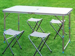 Стіл для пікніка Folding Table з 4 стільцями складаний туристичний у валізі