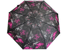 Зонт A2-1 "цветочная абстракция" черно-малиновый