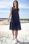 Плаття літнє синє батист, трапеція, вільне, фото 2