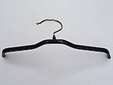 Плічка вішалки тремпеля дитячі металеві в силіконовому покритті чорного кольору, довжина 30 см, фото 3