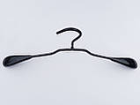 Плічка вішалки тремпеля металевий в силіконовому покритті широкий чорного кольору, довжина 39,5 см, фото 3