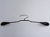 Плічка вішалки тремпеля металевий в силіконовому покритті широкий чорного кольору, довжина 42 см, фото 3
