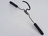 Довжина 37,5 см. Плічка  вішалки тремпеля поролонового чорного кольору з залізною вставкою, фото 2