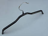 Плічка вішалки тремпеля комісійні металеві в силіконовому покритті чорного кольору, довжина 30 см, фото 4