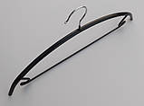 Плічка вішалки тремпеля металевий в силіконовому покритті чорного кольору, довжина 42 см, фото 4