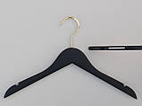 Плічка довжиною 38 см. Золотий гачок. Дерев'яні чорного кольору, в упаковці 5 штук, фото 2
