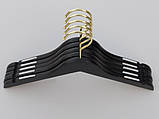 Плічка довжиною 38 см. Золотий гачок. Дерев'яні чорного кольору, в упаковці 5 штук, фото 3