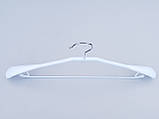 Плічка вішалки тремпеля металевий в силіконовому покритті широкий білого кольору , довжина 43,5 см, фото 4