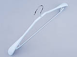 Плічка вішалки тремпеля металевий в силіконовому покритті широкий білого кольору , довжина 43,5 см, фото 5