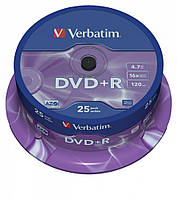 DVD+R Verbatim (43500) 4.7Gb 16X Matt Silver 25 шт. Spindle