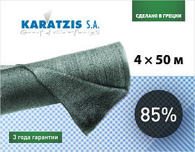 Сітка для затінення "KARATZIS" 85% зелена 50 X 4 м