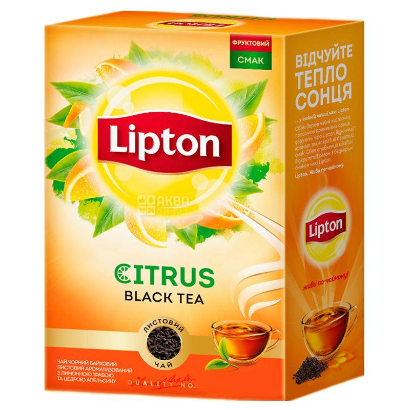 Чорний чай з лимоном Lipton Citrus листовий 80 грамів