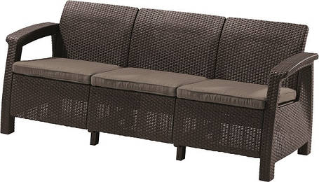 Софа садова пластикова Keter Corfu love seat max, коричнева, фото 1
