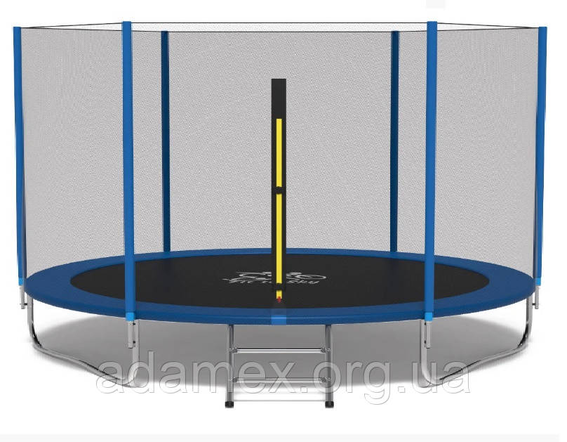 Батут Fit To Sky 374 см із сіткою та драбинкою синій