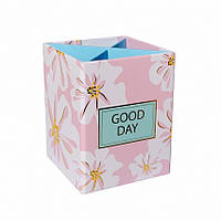 Підставка для ручок картонна квадратна Yes Allegro 8*8см рожева