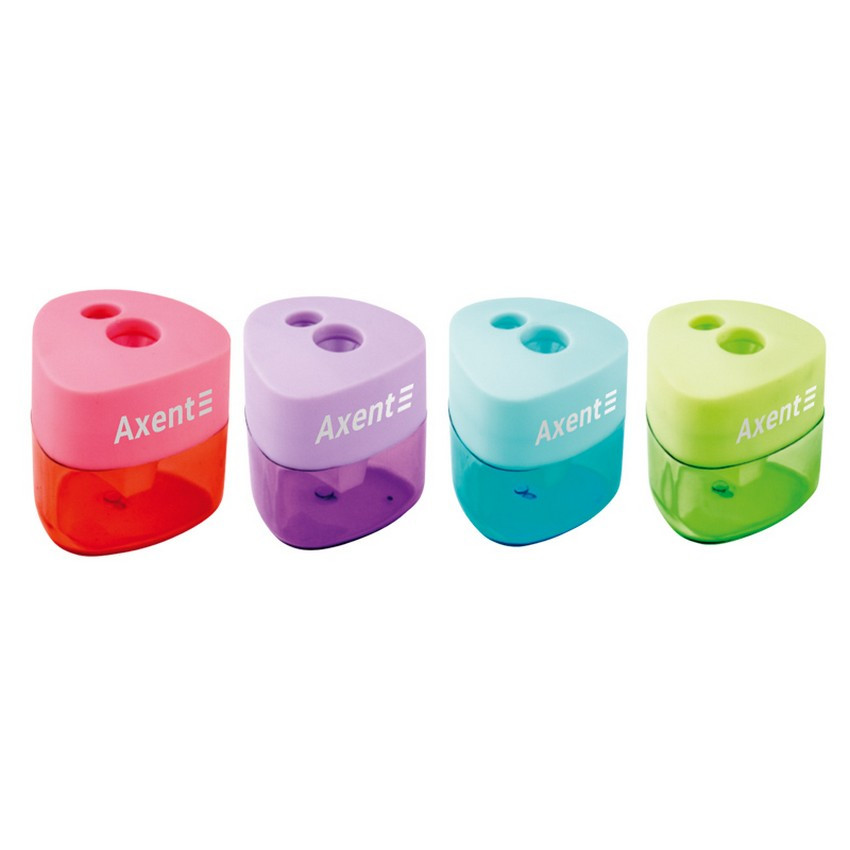 Стругачка Axent Pastel soft з контейнером, 2 отвори, пластикова (12)