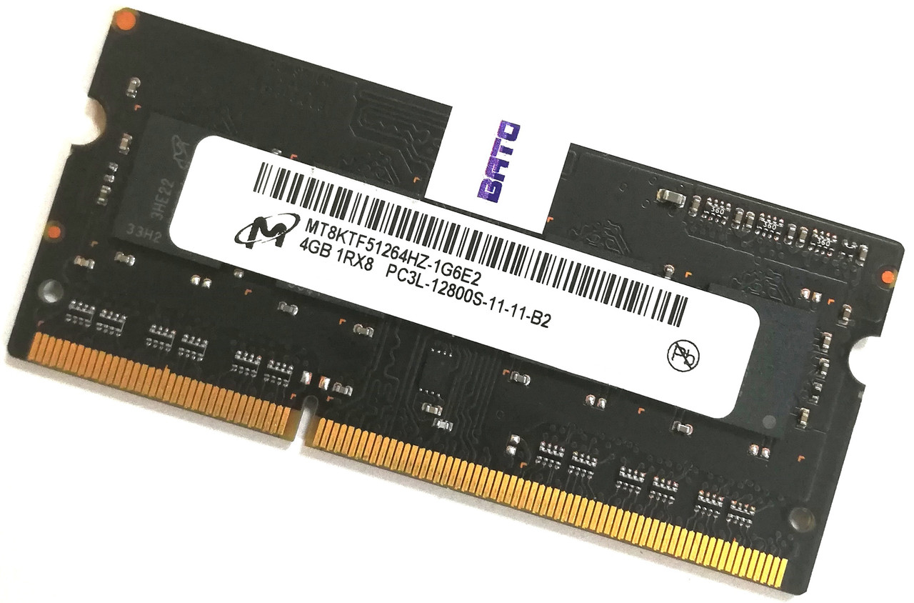 Оперативна пам'ять для ноутбука Micron DDR3L 4Gb 1600MHz PC3L-12800S CL11 (MT8KTF51264HZ-1G6E2) Б/В