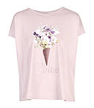 Футболка жіноча з принтом Квіти річна бавовняна ONLY, розмір M (рожева), фото 2