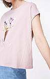 Футболка жіноча з принтом Квіти річна бавовняна ONLY, розмір M (рожева), фото 4