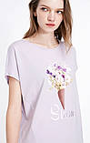 Футболка жіноча з принтом Квіти річна бавовняна ONLY, розмір M (бузкова), фото 2