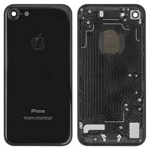 Корпус для iPhone 7, з утримувачем SIM-карти, з бічними кнопками, чорний, глянцевий, Original, Jet Black