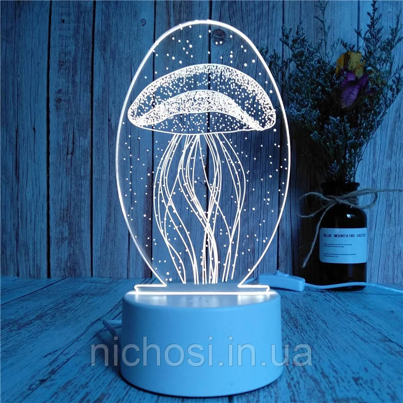 Светильник Ночник Медуза 3D USB Гаджеты Led Подсветка Бра Настольная ...
